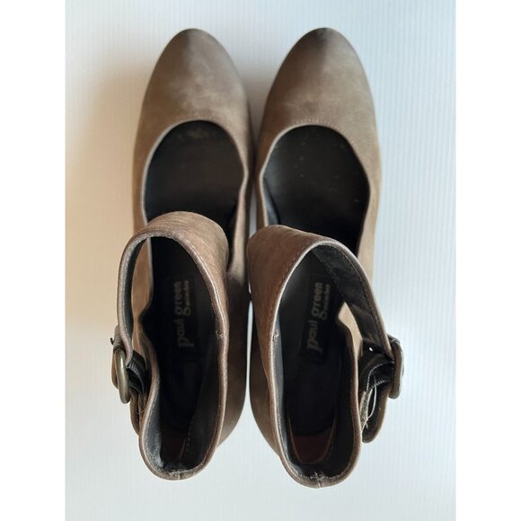 Paul Green Munchen Gray Leather Heels W/ Ankle Cuffs, Size 8 (US) 5.5 (UK) - Picture 3 of 11